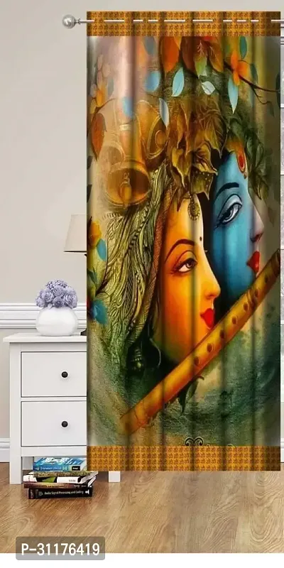 Polyester Digital God Printed Pecs Curtain for Temple Room Use Size Curtain set of 1 size 9 fit-thumb0