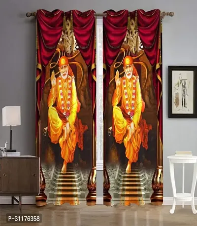 Polyester Digital God Printed Pecs Curtain for Temple Room Use Size Curtain set of 2  size 9 fit