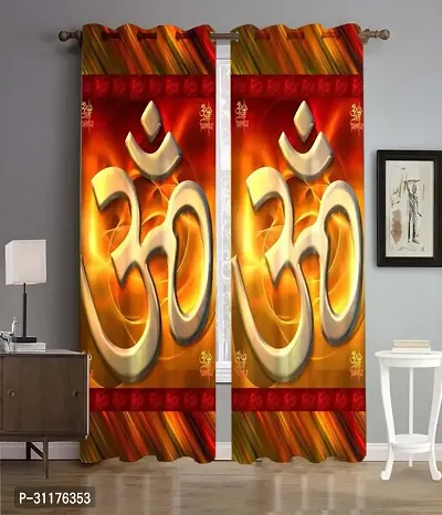 Polyester Digital God Printed Pecs Curtain for Temple Room Use Size Curtain set of 2  size 9 fit-thumb0