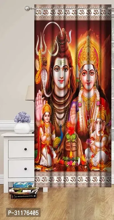 Polyester Digital God Printed Pecs Curtain for Temple Room Use Size Curtain set of 1 size 9 fit-thumb0