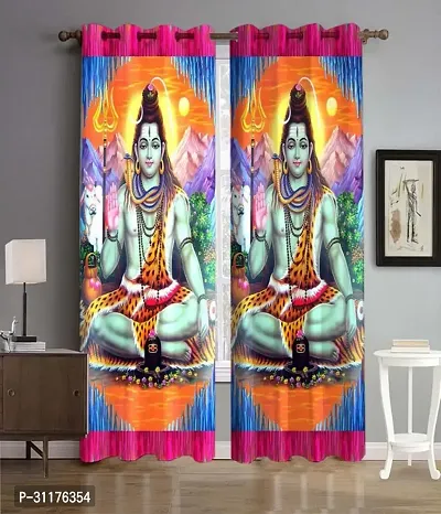 Polyester Digital God Printed Pecs Curtain for Temple Room Use Size Curtain set of 2  size 9 fit