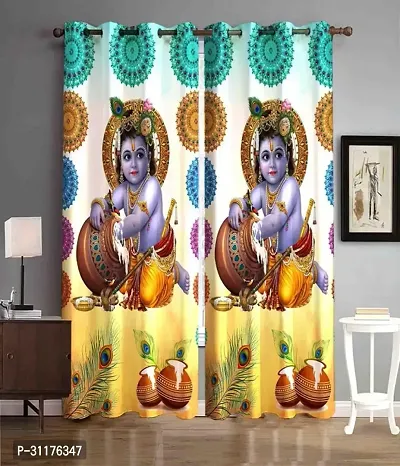 Polyester Digital God Printed Pecs Curtain for Temple Room Use Size Curtain set of 2  size 9 fit-thumb0