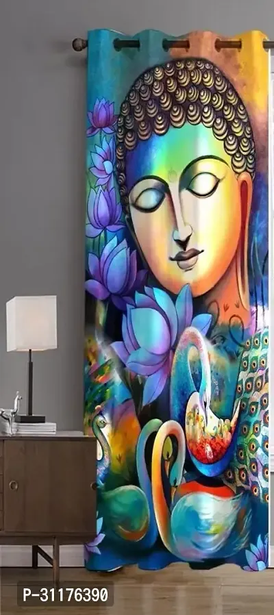 Polyester Digital God Printed Pecs Curtain for Temple Room Use Size Curtain set of 1 size 9 fit-thumb0