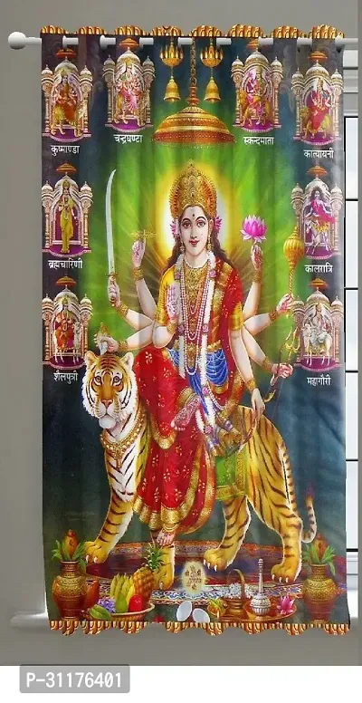 Polyester Digital God Printed Pecs Curtain for Temple Room Use Size Curtain set of 1 size 9 fit