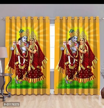 Polyester Digital God Printed Pecs Curtain for Temple Room Use Size Curtain set of 2  size 9 fit-thumb0