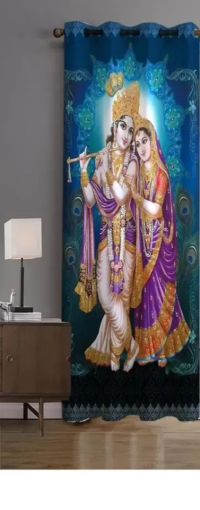 Polyester Digital God Printed Pecs Curtain for Temple Room Use Size Curtain set of 1 size 9 fit-thumb0