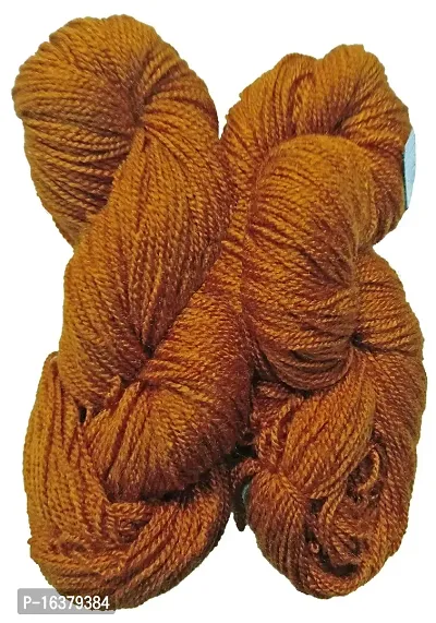 Hand Knitting Oswal Wool | Golden Brown | Acrylic Knitting Yarn | Crochet Hook Yarn | Art  Craft Wool Ball (Weight in gm) (300 gm)-thumb0