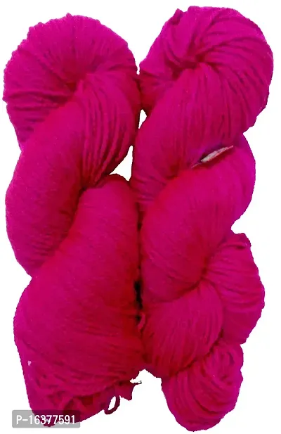 Hand Knitting Oswal Wool | Deep Pink | Acrylic Knitting Yarn | Crochet Hook Yarn | Art  Craft Wool Ball (Weight in gm) (230gm)-thumb0