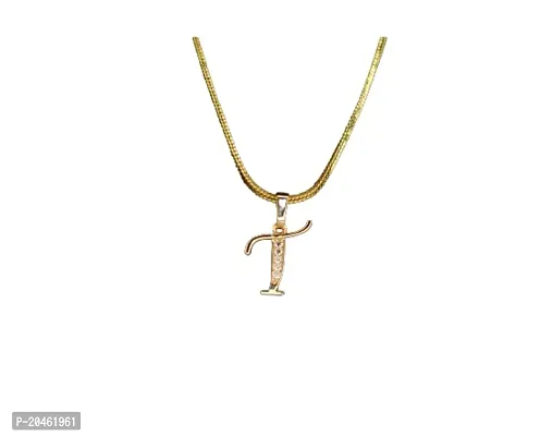 Amazon.com: Jewelry America 14k Yellow Gold Elegant Script Letter T Cursive  Initial Pendant Necklace, 16