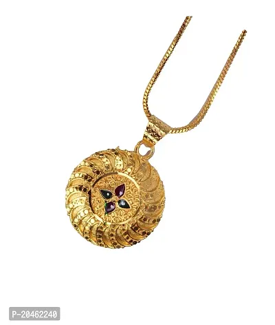 Anshenterpris Mangalsutra for Women girls latest design Gold-plated Crystal Brass Pendant With chain 24inch Anniversary Gift For Wife, Simple Pendant Mangalsutra For Women-thumb0