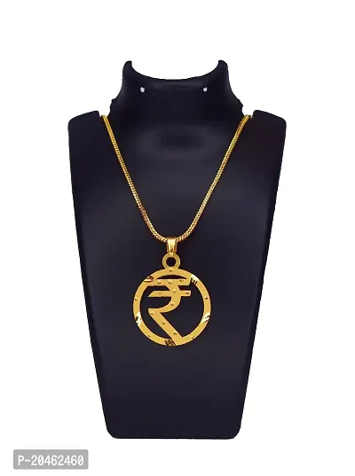 Anshenterpris Rupee Symbol Gold Pendant Chain 24inch
