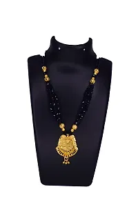 Anshenterpris Gold-Plated AD, Black Beaded Chain Mangalsutra for Women Brass Mangalsutra-thumb2