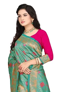 Stylish Art Silk Green Woven Design Saree with Blouse piece For Women-thumb2