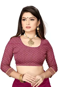 Stylish Georgette Pink Woven Design Saree with Blouse piece For Women-thumb1