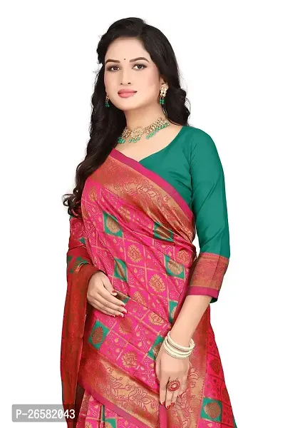 Stylish Art Silk Pink Woven Design Saree with Blouse piece For Women-thumb2