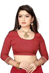 Stylish Georgette Red Woven Design Saree with Blouse piece For Women-thumb1