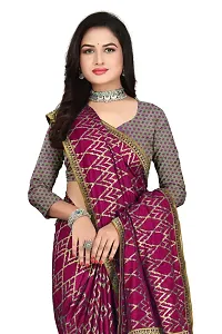 Stylish Cotton Silk Purple Woven Design Saree with Blouse piece For Women-thumb1