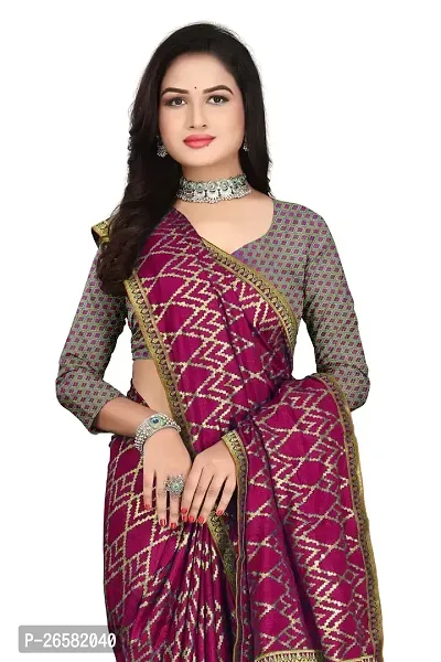 Stylish Cotton Silk Purple Woven Design Saree with Blouse piece For Women-thumb2