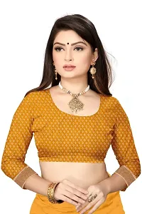 Stylish Georgette Yellow Woven Design Saree with Blouse piece For Women-thumb1