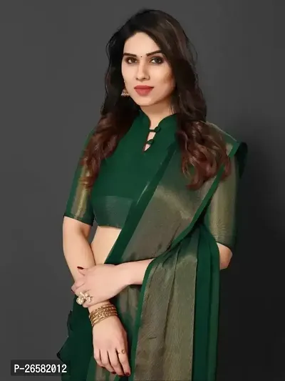 Stylish Art Silk Green Woven Design Saree with Blouse piece For Women-thumb2