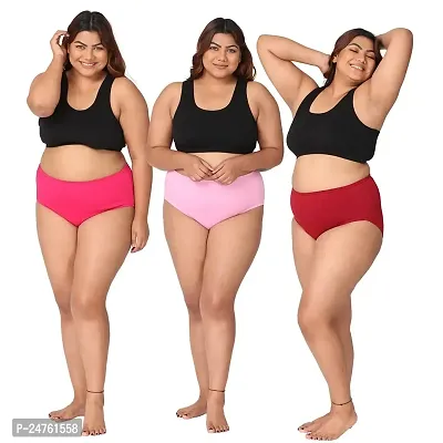 Woman Panty for Plus Size Women | High Waist Panty with Full Coverage |Inside Elastic | Soft Moisture Wicking| (Pack of 3 Multicolor) (5XL)-thumb5