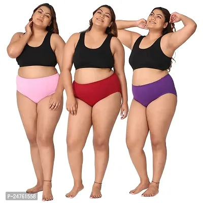 Woman Panty for Plus Size Women | High Waist Panty with Full Coverage |Inside Elastic | Soft Moisture Wicking| (Pack of 3 Multicolor) (5XL)