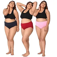 Woman Panty for Plus Size Women | High Waist Panty with Full Coverage |Inside Elastic | Soft Moisture Wicking| (Pack of 3 Multicolor) (5XL)-thumb2