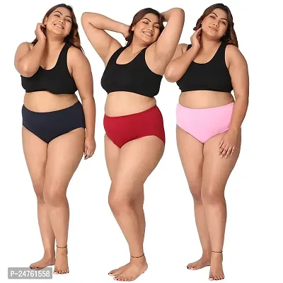 Woman Panty for Plus Size Women | High Waist Panty with Full Coverage |Inside Elastic | Soft Moisture Wicking| (Pack of 3 Multicolor) (5XL)-thumb3