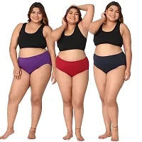 Woman Panty for Plus Size Women | High Waist Panty with Full Coverage |Inside Elastic | Soft Moisture Wicking| (Pack of 3 Multicolor) (5XL)-thumb1