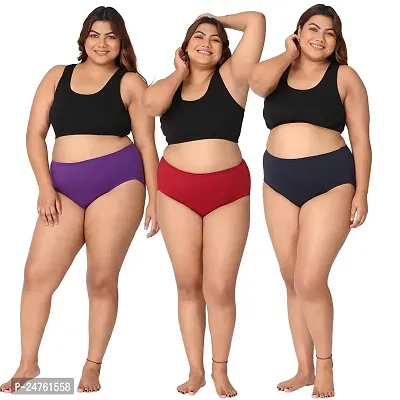 Woman Panty for Plus Size Women | High Waist Panty with Full Coverage |Inside Elastic | Soft Moisture Wicking| (Pack of 3 Multicolor) (5XL)-thumb2