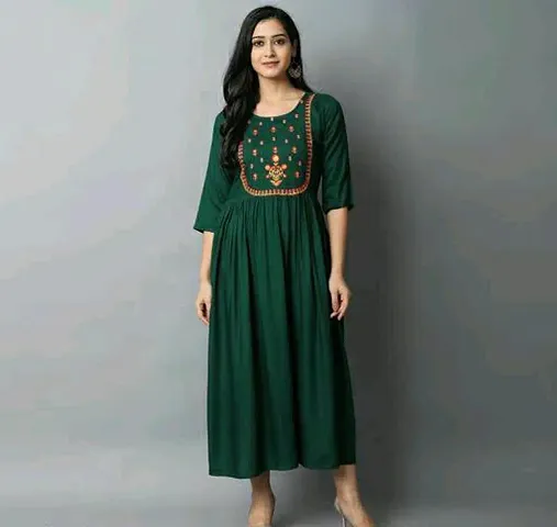 Stylish Rayon Embroidered Kurta For Women