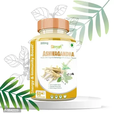 Divyashree Ashwagandha Capsule Immune and Testosterone Boosting, Anti-stress Support 60 Ayurvedic Capsule Jeevan Care Ayurveda-thumb2