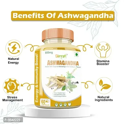 Divyashree Ashwagandha Capsule Immune and Testosterone Boosting, Anti-stress Support 60 Ayurvedic Capsule Jeevan Care Ayurveda-thumb3