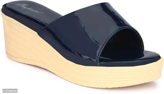 Elegant Blue Patent Leather Sandals For Women-thumb0
