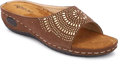 Elegant Brown Air Mix Slippers For Women-thumb2