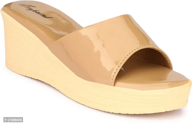 Elegant Beige Patent Leather Sandals For Women-thumb0