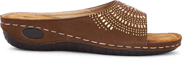 Elegant Brown Air Mix Slippers For Women-thumb1