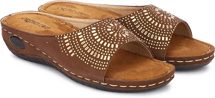 Elegant Brown Air Mix Slippers For Women-thumb3