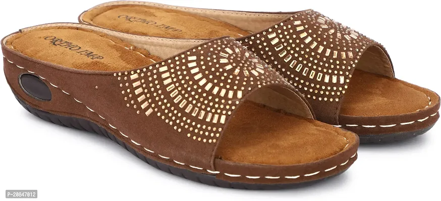 Elegant Brown Air Mix Slippers For Women-thumb4