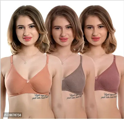 Stylish Cotton Solid Bras For Women Pack of 3-thumb0