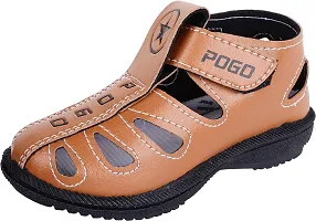 Stylish Brown Mesh Self Design Sandals For Kids-thumb1