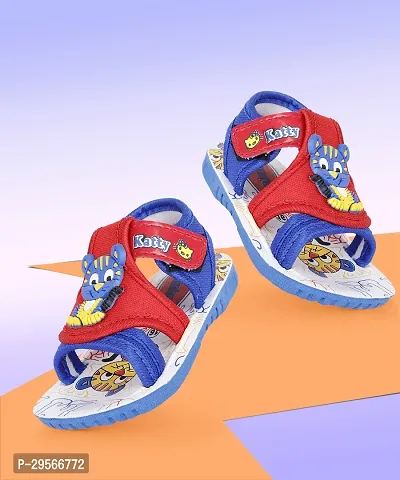 Stylish Blue Mesh Self Design Musical Sandals For Kids-thumb0