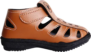 Stylish Brown Mesh Self Design Sandals For Kids-thumb3