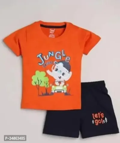 Stylish Cotton Orange T-Shirts with Shorts For Boy-thumb0