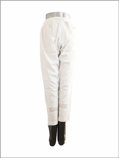 Regular Fit Women White Rayon Trousers