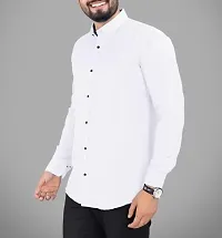 WHITE MEN REGULAR FIT  MANDARIN COLLAR CASUAL SHIRTS-thumb1