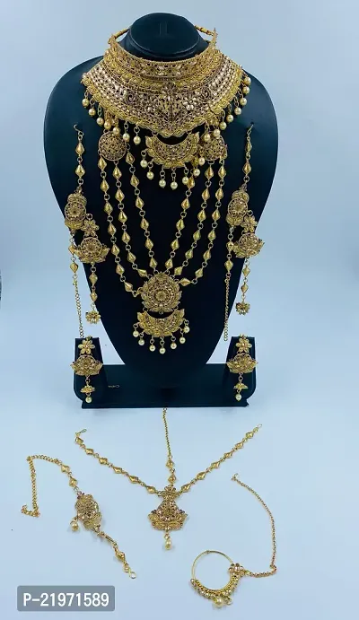 Stylish Golden Alloy Amber Jewellery Set For Women