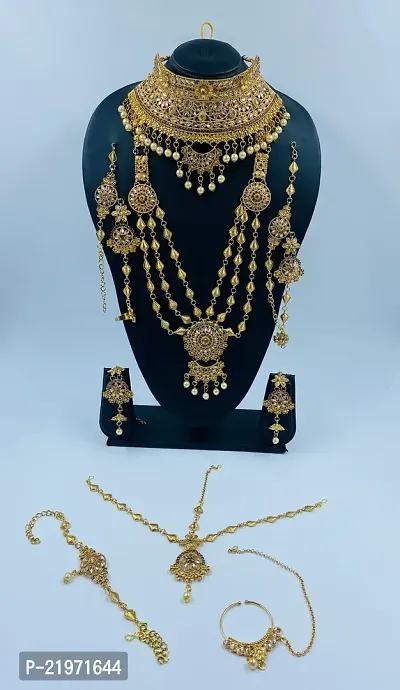 Stylish Golden Alloy Topaz Jewellery Set For Women