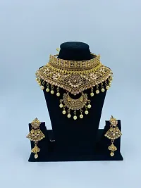 Stylish Golden Alloy Moonstone Jewellery Set For Women-thumb1