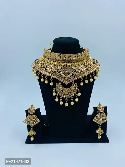 Stylish Golden Alloy Moonstone Jewellery Set For Women-thumb2